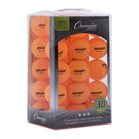 CHAMPION SPORTS Champion Sports 3STR38OR 8 x 5 x 4 in. 3 Star Tournament Table Tennis Balls; Orange - Pack of 38 3STR38OR